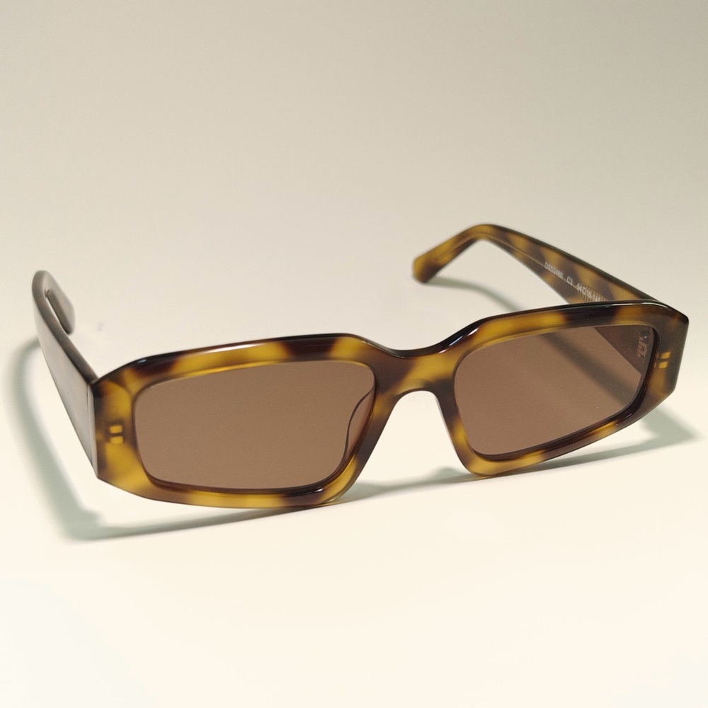 angular tortoise shell frame sunglasses with brown tinted lens